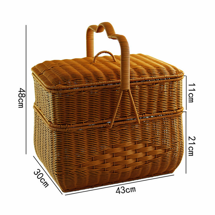Women's Handcrafted Storage Basket with Lid and Carry Handle Bowlift