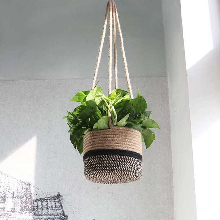 Hanging Rope Planter Basket with Long Suspension Straps Bowlift