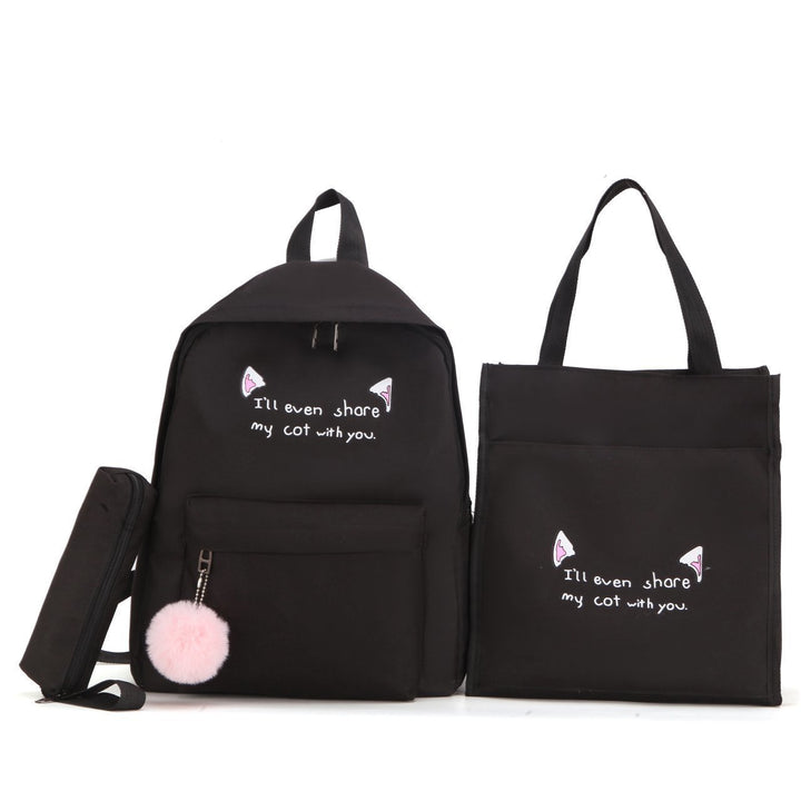 Fun-Themed Cat Print Backpack Set Bowlift