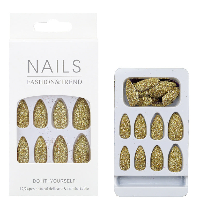 Glittering Almond-Shaped Press-On Nail Tips Bowlift