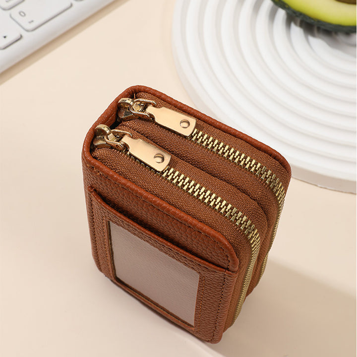Leather Slim Zippered Coin Wallet Bowlift