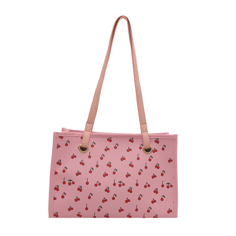 Playful Cherry Print Tote Bag Bowlift