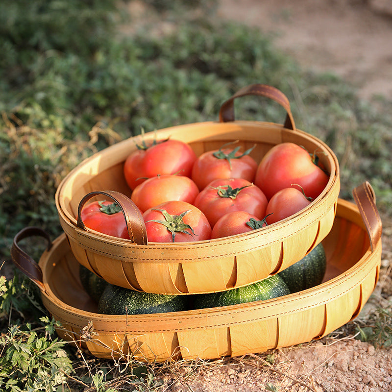 Unisex Handcrafted Basket with Leather Handles Bowlift