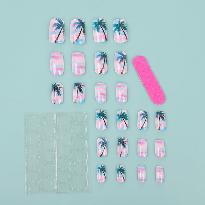 Artificial nails in tropical palm design Bowlift