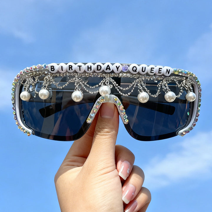 Decorative Pearl and Rhinestone Sunglasses Bowlift