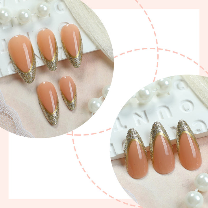 Elegant Stiletto Press-On Nail Set with Glittering Design Bowlift