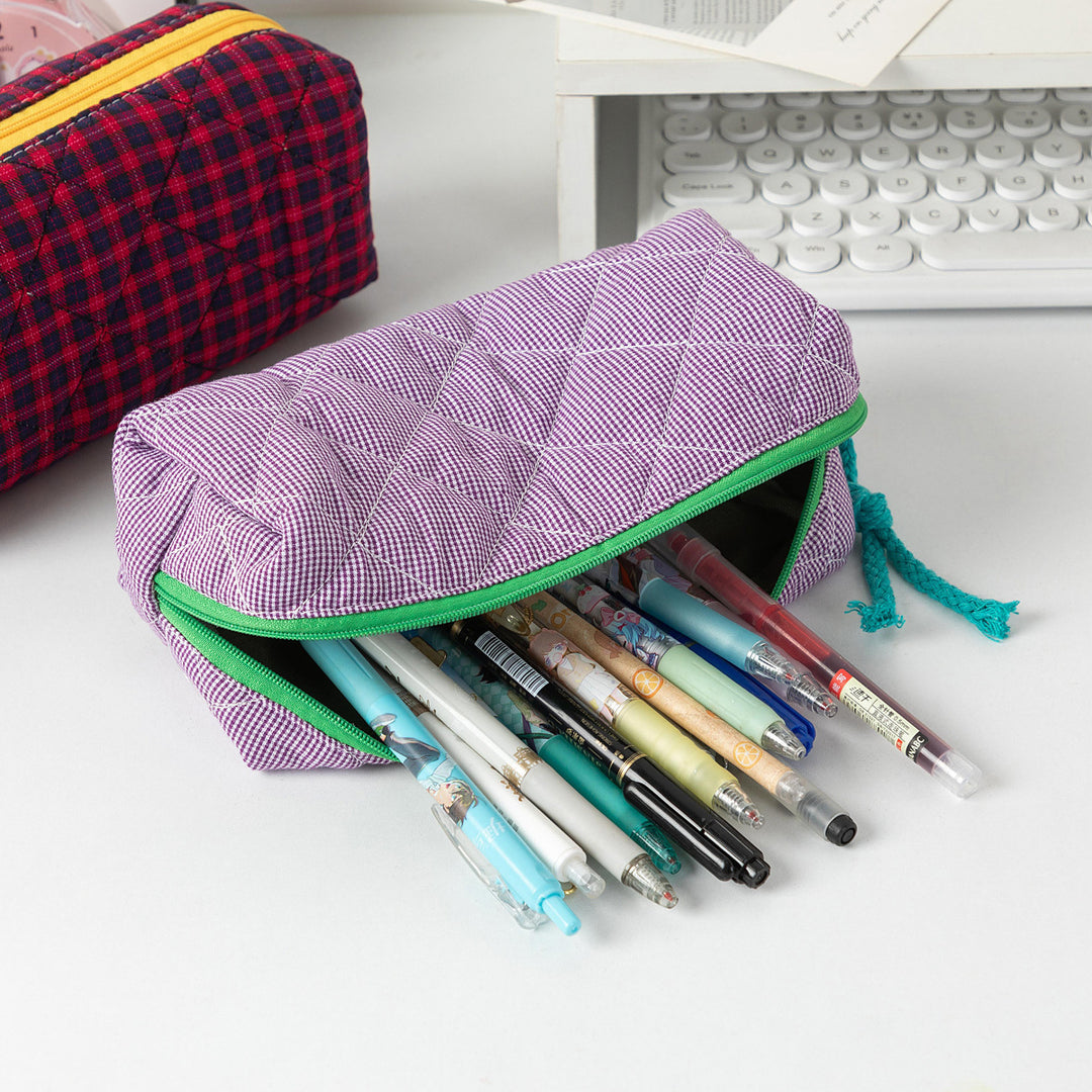 Quilted Zippered Pencil Case Bowlift