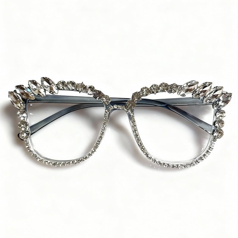 Glamorous Rhinestone-Embellished Cat-Eye Sunglasses Bowlift