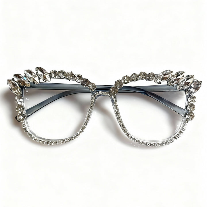 Glamorous Rhinestone-Embellished Cat-Eye Sunglasses Bowlift