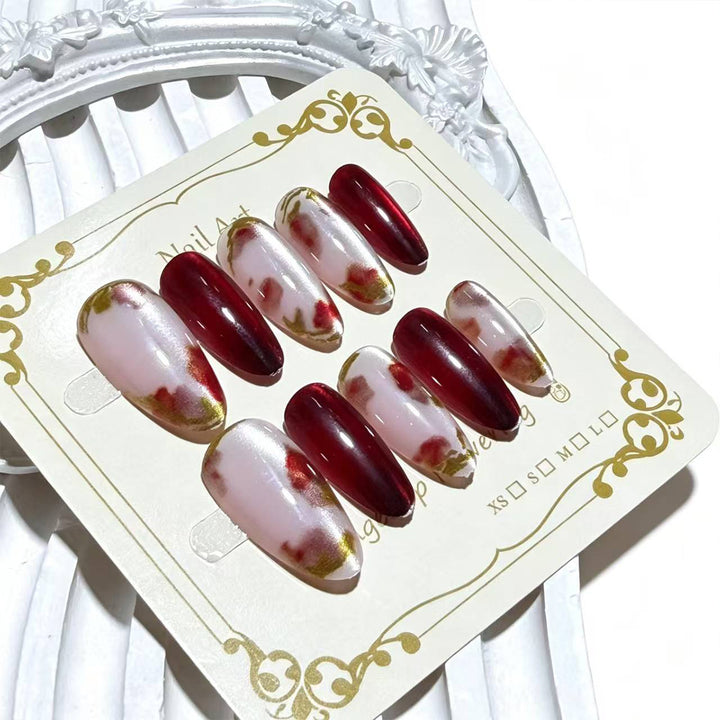 Premium Decorative Floral Press-On Nail Art Bowlift