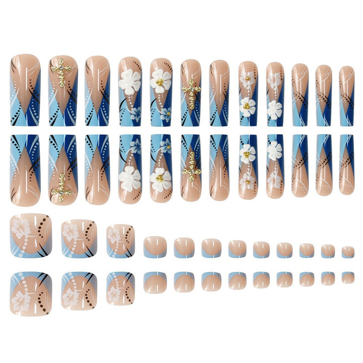 Decorative Floral 3D Press-On Nails Bowlift