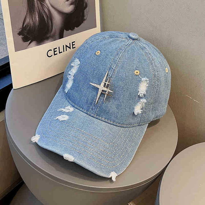 Unisex Distressed Denim Baseball Cap Bowlift 1784188338