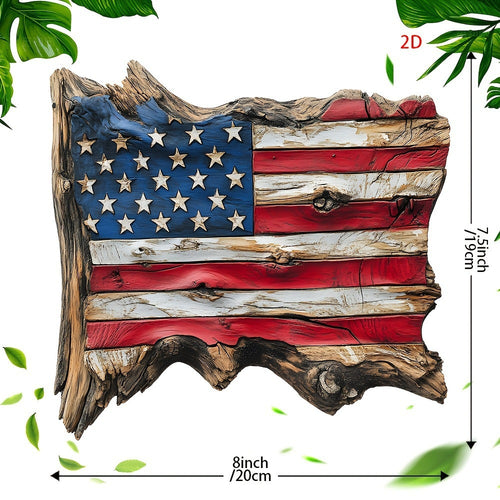 Unisex nan hand-finished rustic driftwood flag wall plaque with carved star relief and natural bark edge Bowlift