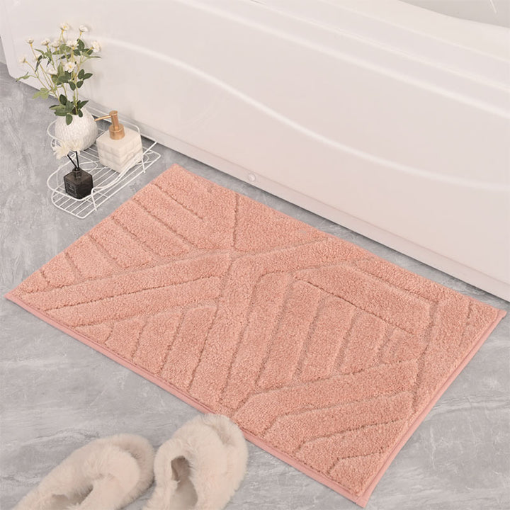 Plush Geometric Pattern Bath Mat