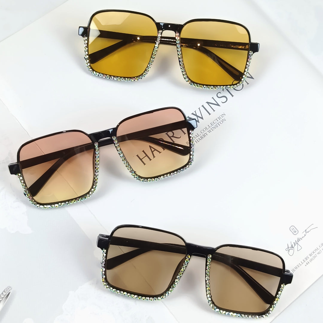 Ladies Glamorous Sunglasses with Sparkling Rhinestone Embellishment Bowlift