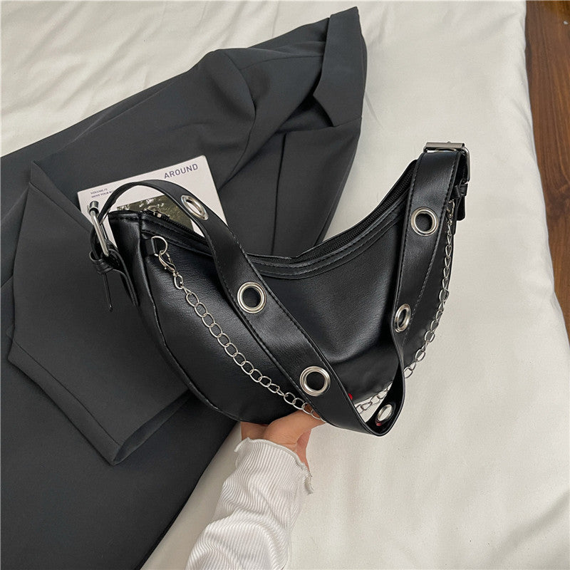 Modern Chain-Handled Hobo Bag Bowlift