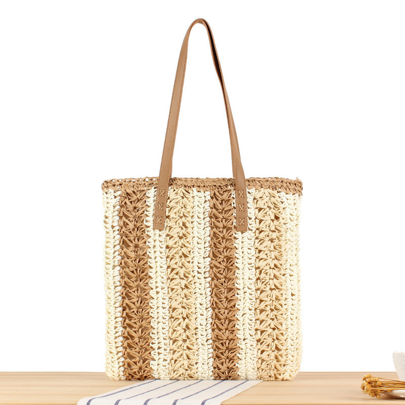 Braided tote bag with elegant leather handles Bowlift