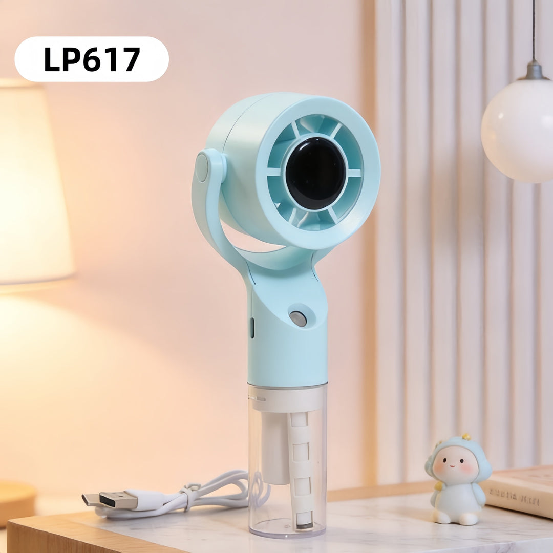 Women Portable Spray Fan with USB Charging Function and Ergonomic Handle Bowlift