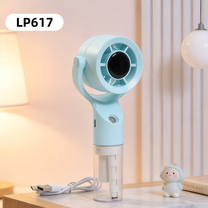 Women Portable Spray Fan with USB Charging Function and Ergonomic Handle Bowlift