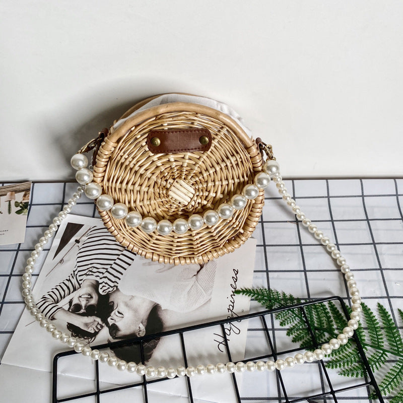 Women's Pearl Necklace Basket Bag Bowlift
