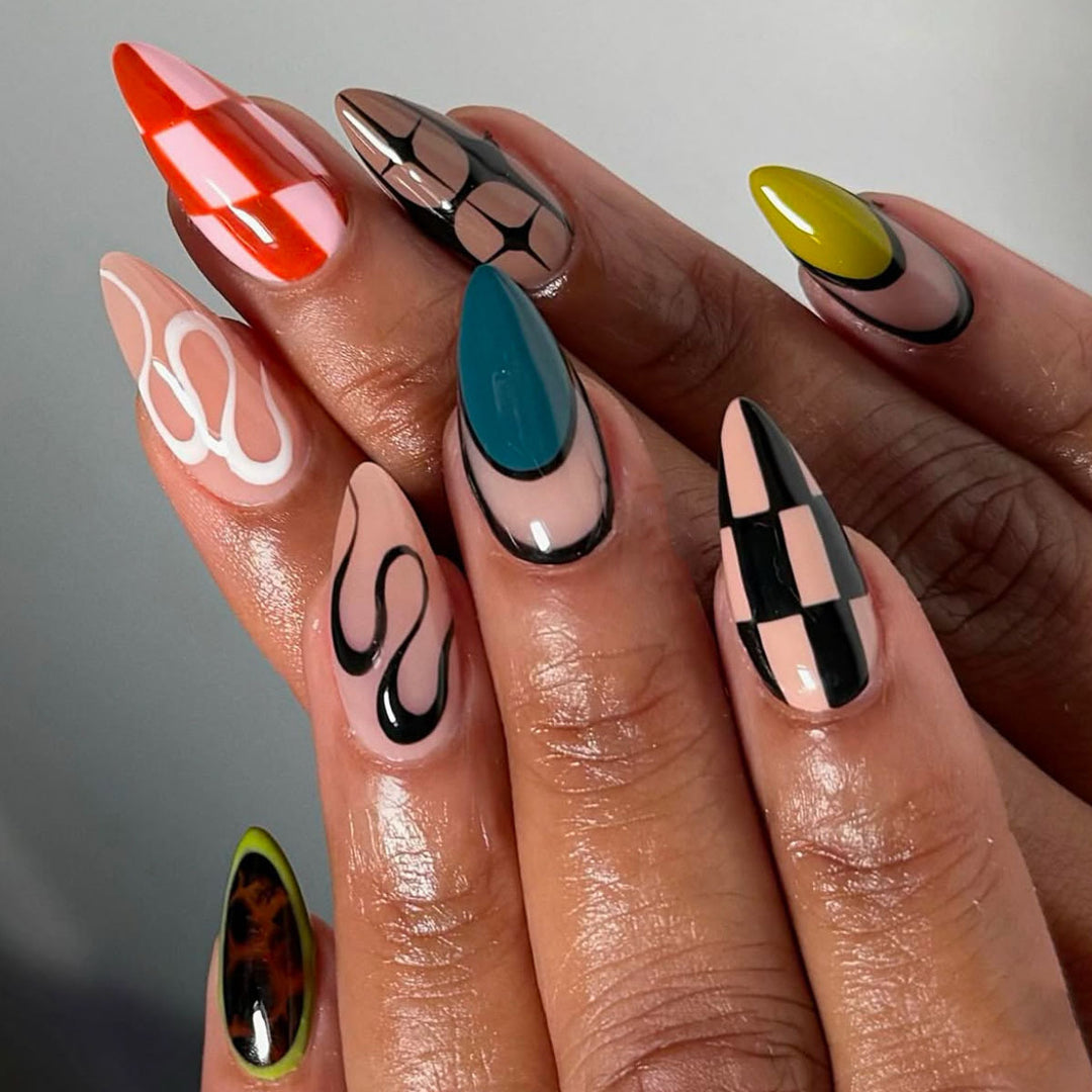 Artistic Stiletto Press-On Nail Art Bowlift
