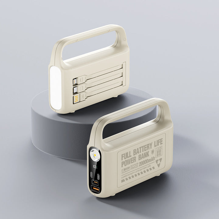 Portable power bank with integrated LED lighting and high capacity Bowlift