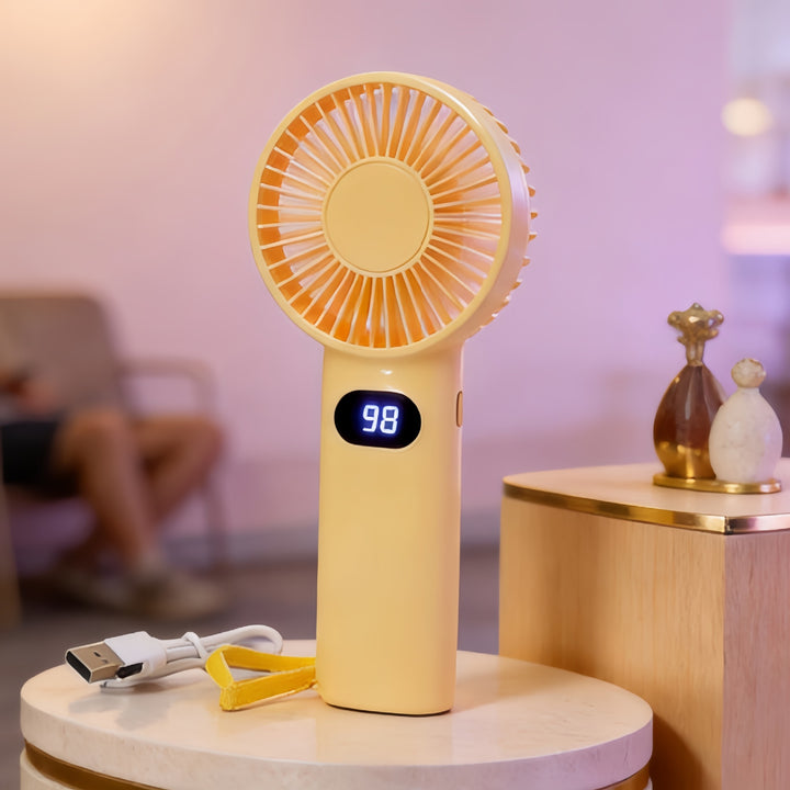 Women's Portable Mini Handheld Fan with LCD Display Bowlift