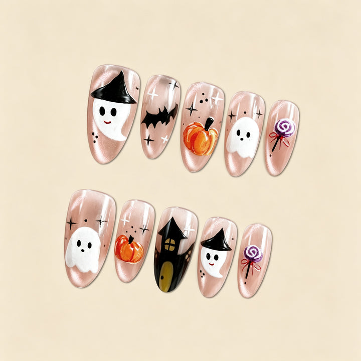 Halloween-Themed Press-On Nail Art Set Bowlift 1788495618