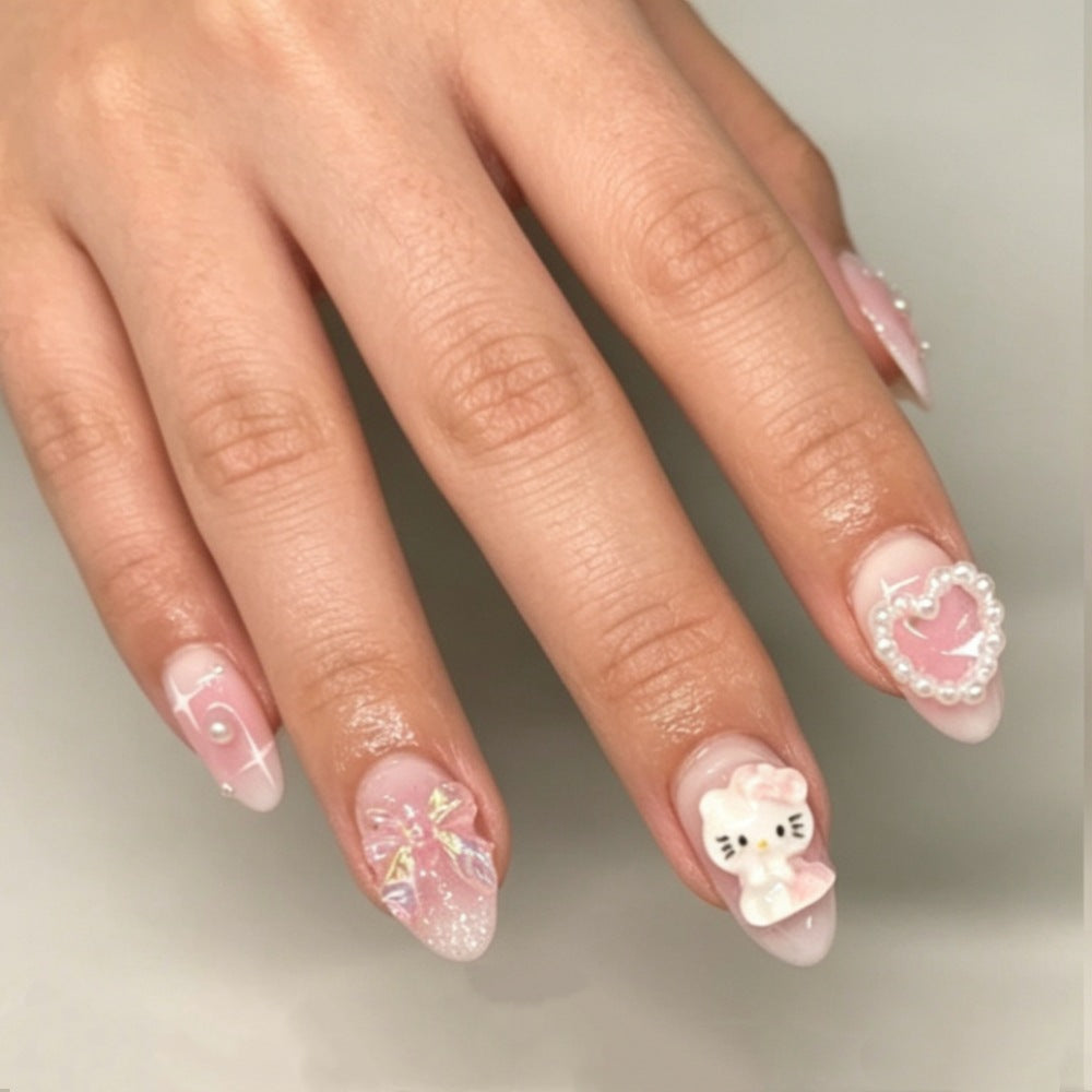 Heart and Character-Themed Artistic Press-On Nails Bowlift