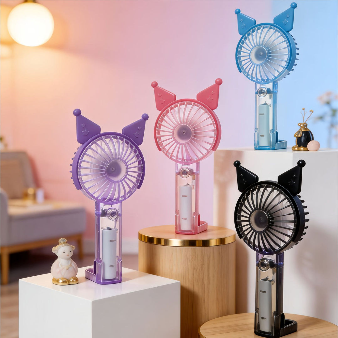 Women's Portable Hand Fan with USB Charging Function and Creative Cat Ear Design Bowlift