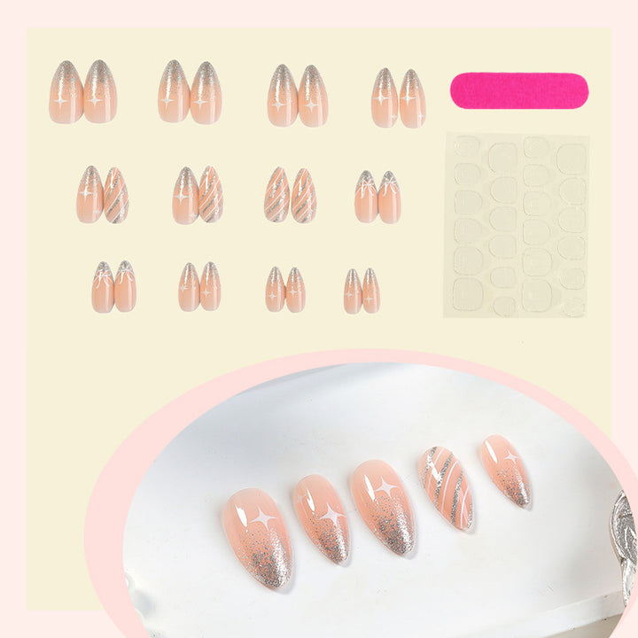 Elegant artificial nail set with glitter accents Bowlift
