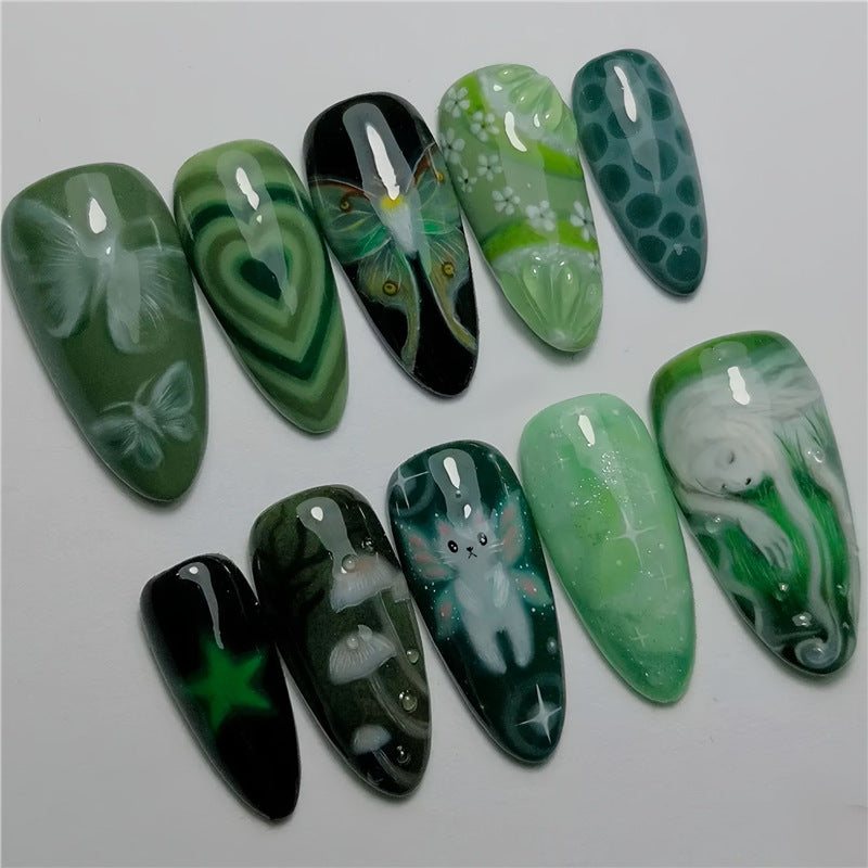 Artistic Cartoon-Themed Press-On Nail Art Set Bowlift