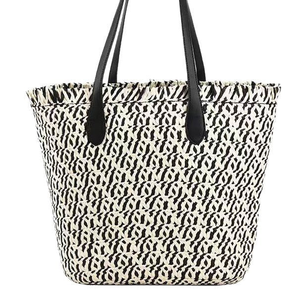 Designer Tote Bag Made of Woven Material with Modern Accents Bowlift