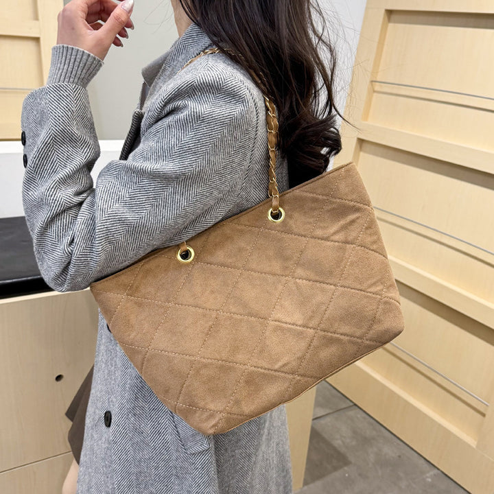 WoQuilted Suede Shopping Tote Bowlift
