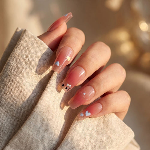 Artistic Press-On Nail Design with Cute Character Motifs Bowlift