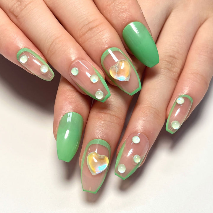 Creative Nail Art with Glitter and Heart Decorations Bowlift
