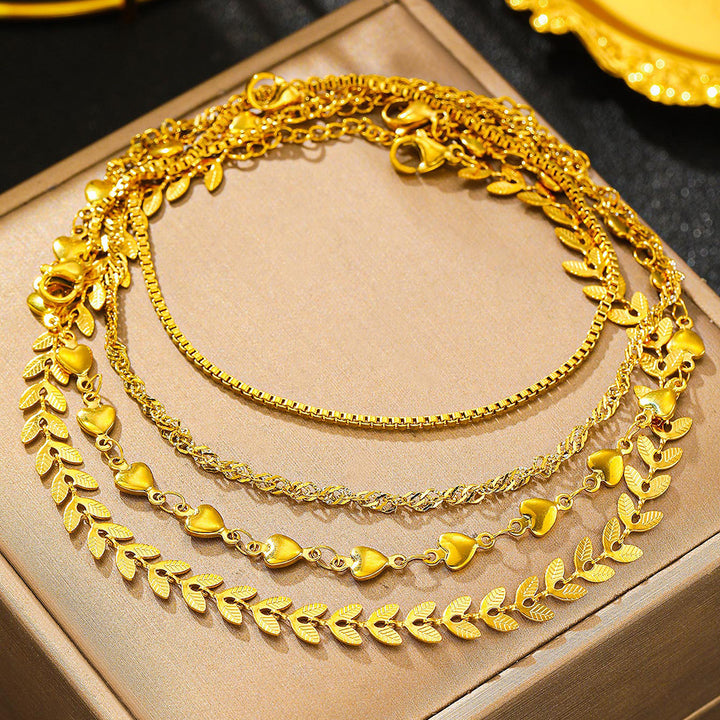 Elegant Layered Heart Charm Necklace Bowlift