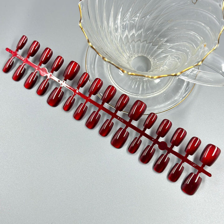 Glossy Red Press-On Nail Set Bowlift