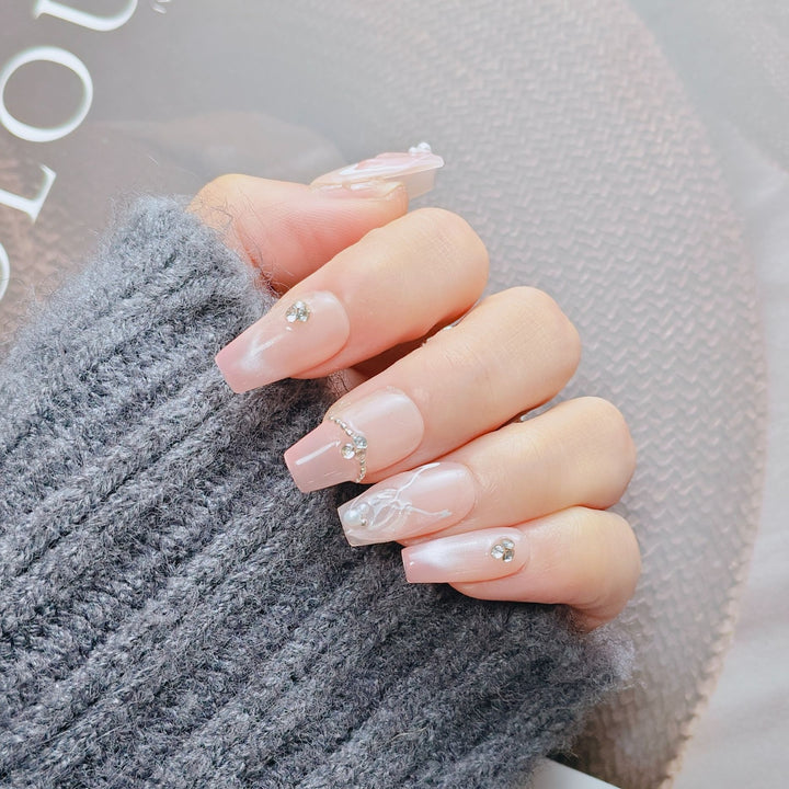 Elegant French Tip Press-On Nails Bowlift