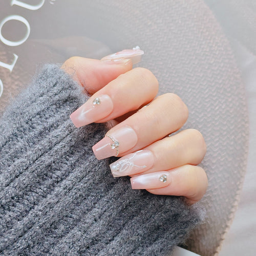 Elegant French Tip Press-On Nails Bowlift