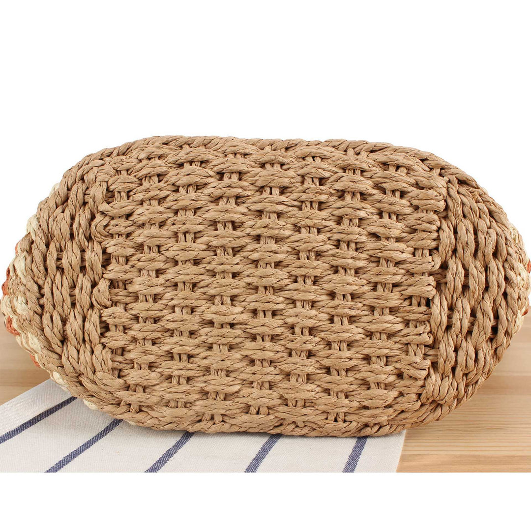 Tote bag made of braided natural material with elegant leather handles Bowlift