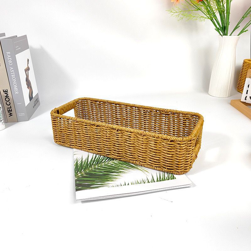 Unisex Rectangular Storage Basket Made of Woven Material Bowlift