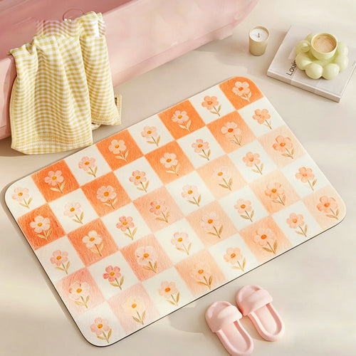 Floral Print Bath Mat Bowlift