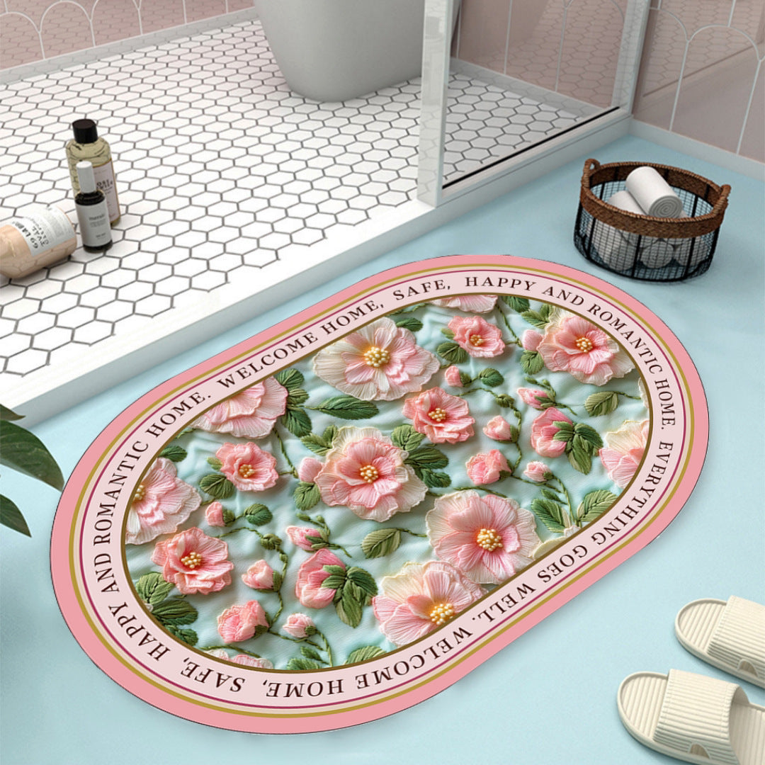 Floral Design Bath Mat Bowlift