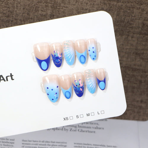 Decorative Press-On Nail Art Set with Oceanic Patterns Bowlift