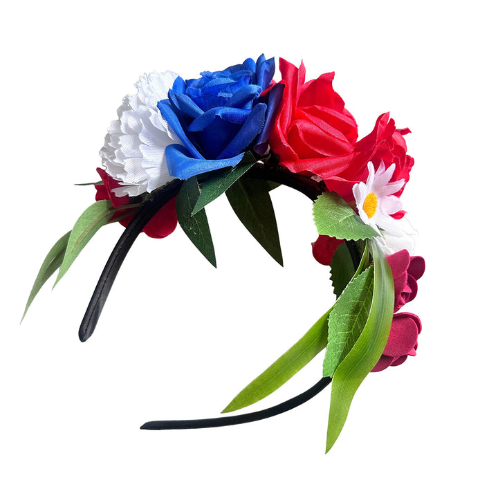 Women's flower crown headband with artistic roses and greenery Bowlift