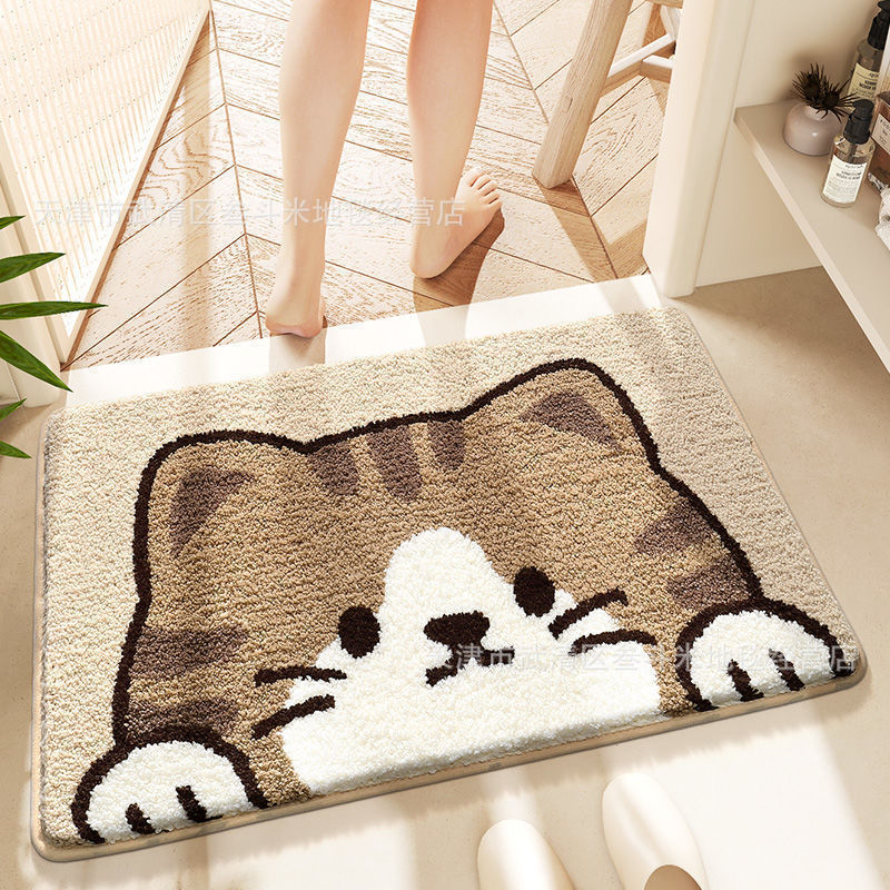 Cat Theme Plush Bath Mat