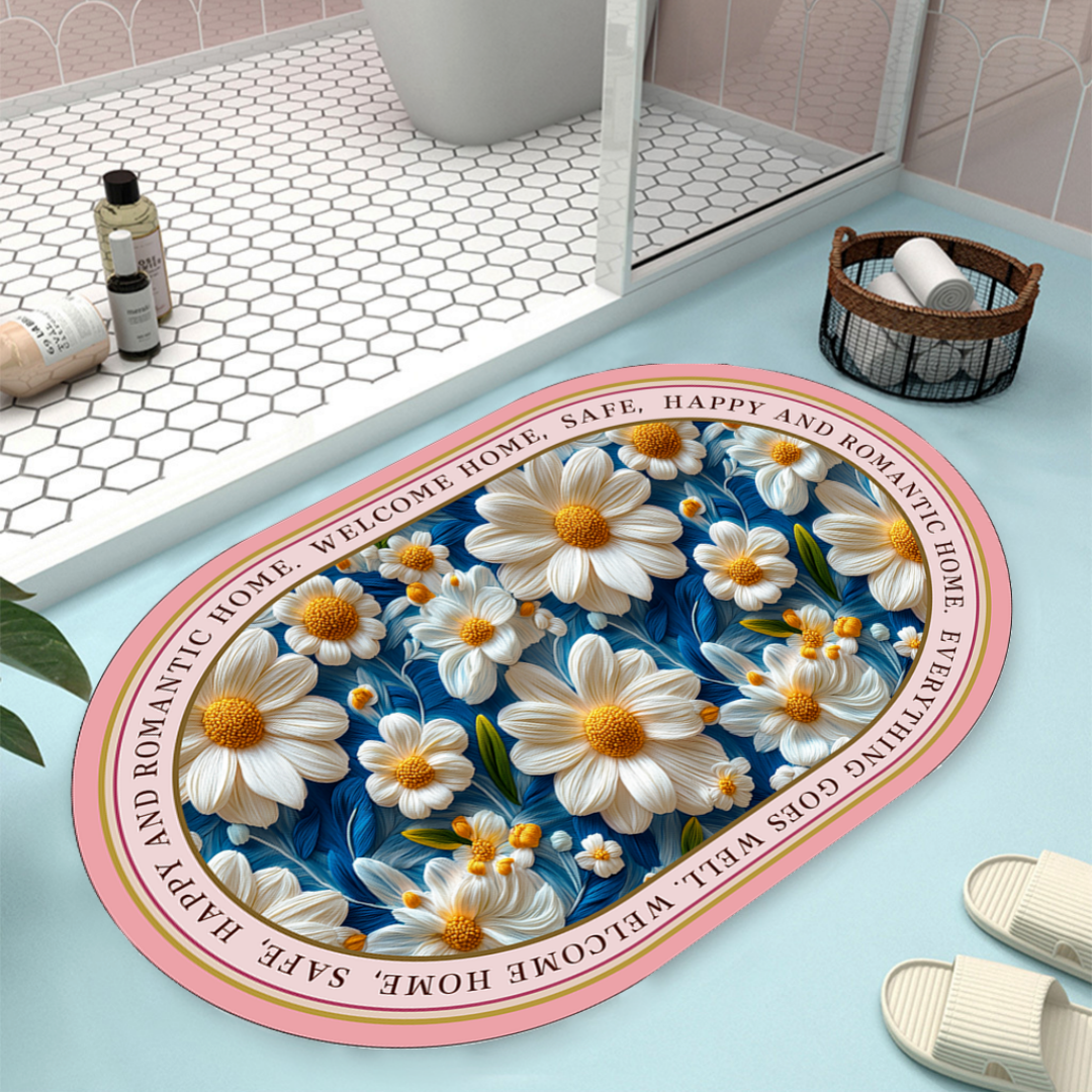 Floral Design Bath Mat Bowlift