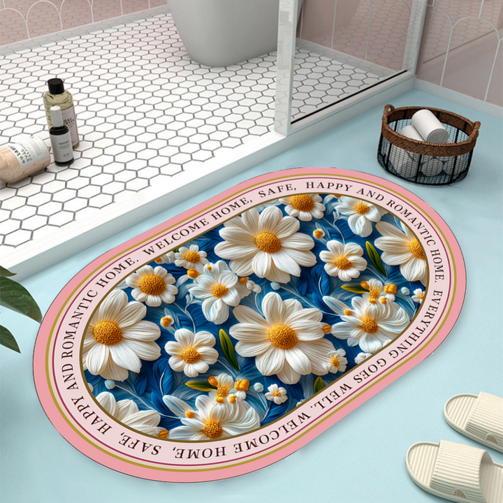 Floral Design Bath Mat Bowlift