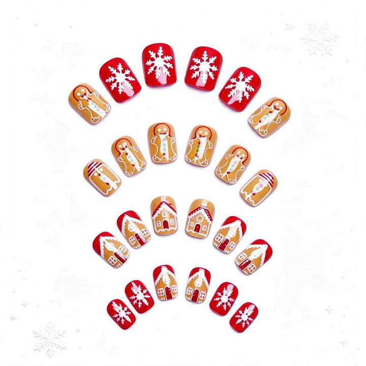 Artificial nails in Christmas gingerbread house design Bowlift